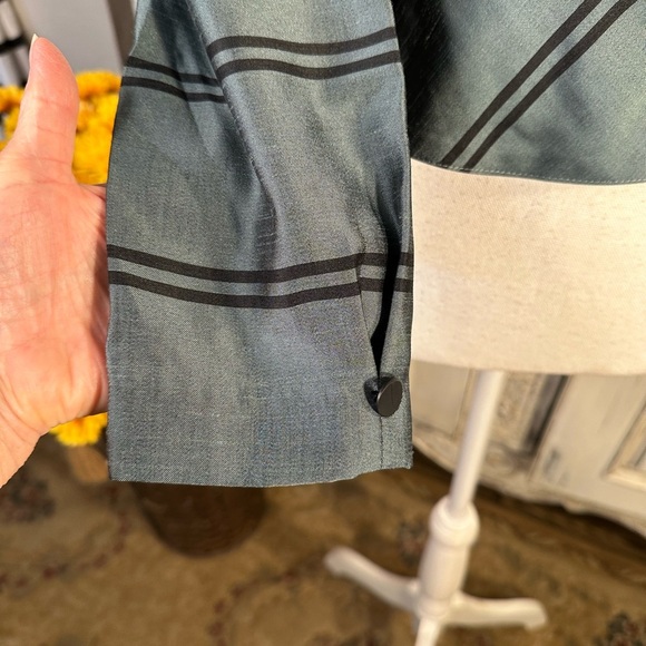 Coletti Elegant Green Plaid Victorian Women's Long Sleeve Peplum Blouse - Picture 6 of 9